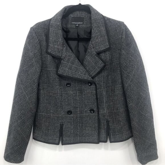 Cynthia Rowley Double Breasted Black Tweed Blazer Jacket - Picture 1 of 10